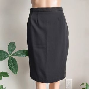 vintage Aquascutum England black wool pencil skirt midi
